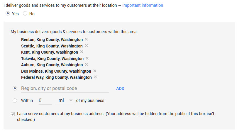 I also serve customers at my business address